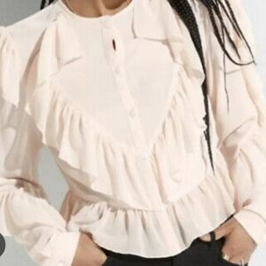 K/Lab Ruffle sheer Long Sleeve blouse